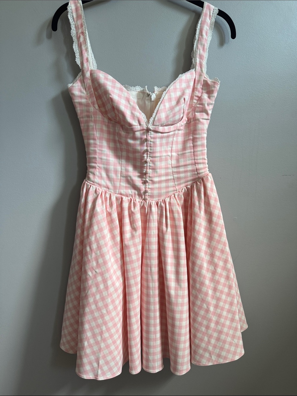 Pink Gingham Fit-and-Flare Mini Dress - Picture 4 of 7